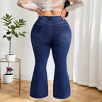 Elastic Bell Bottom Jeans Casual