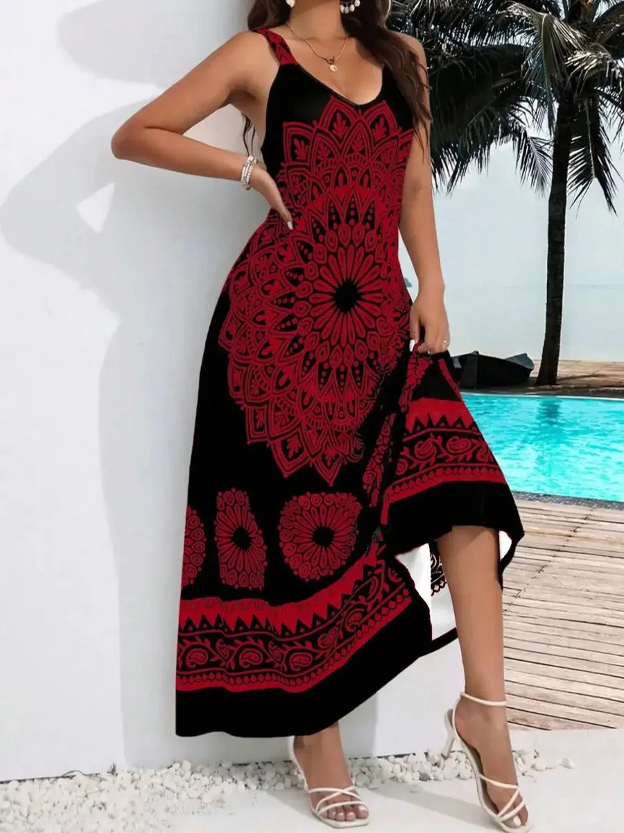 Monochrome Mandala Maxi Dress