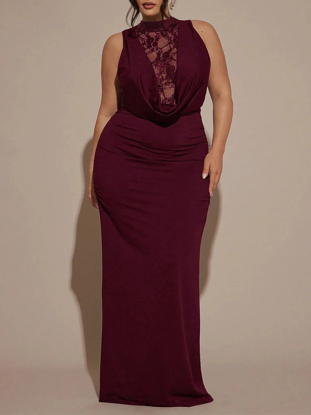 Sleeveless Lace Bodycon Fit Maxi Dress