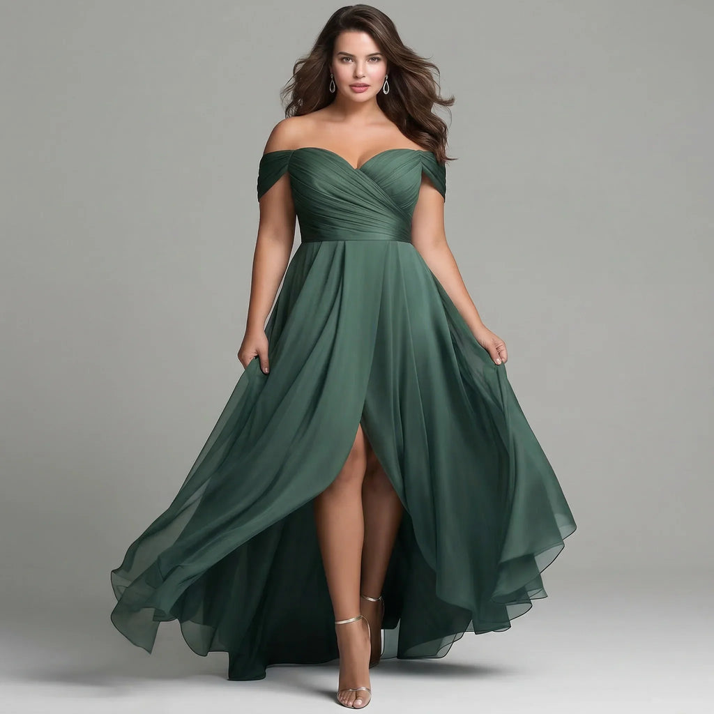 Emerald Off-Shoulder Formal Dress