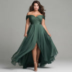 Emerald Off-Shoulder Formal Dress