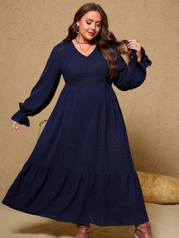 Pullover V-Neck Long Sleeve Dress