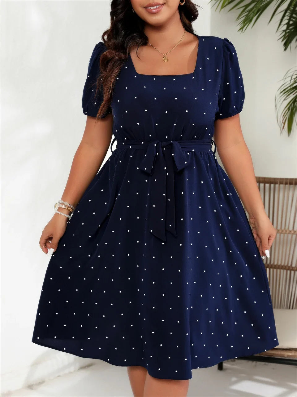 Curvy Charm Polka Dot Dress