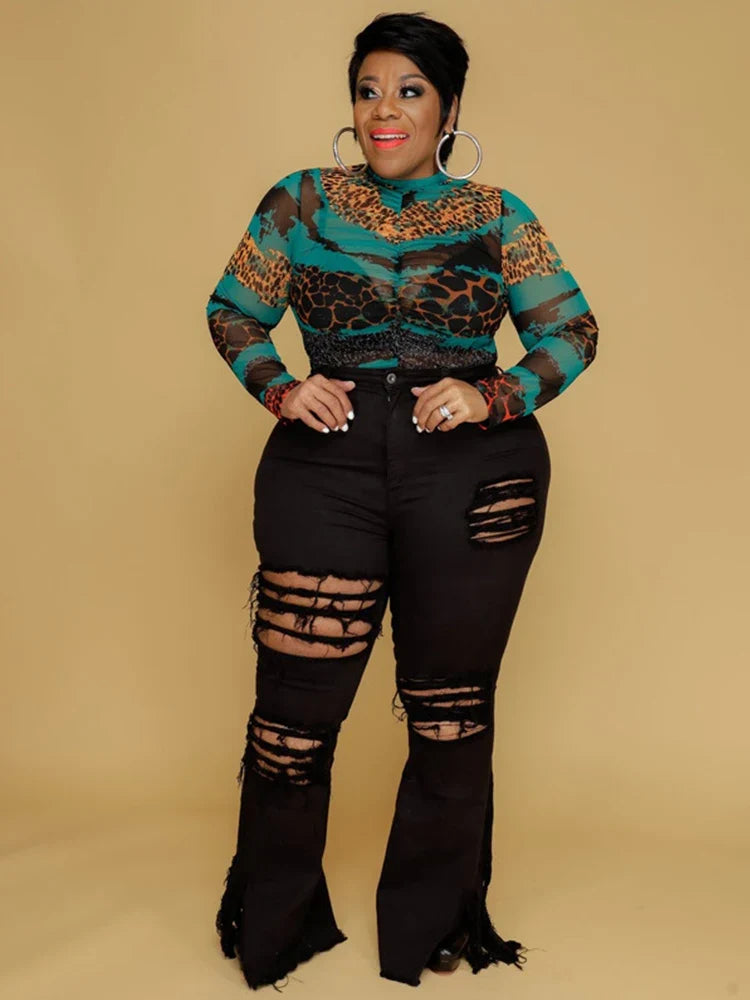 Tassel Vintage Ripped Flared Jeans