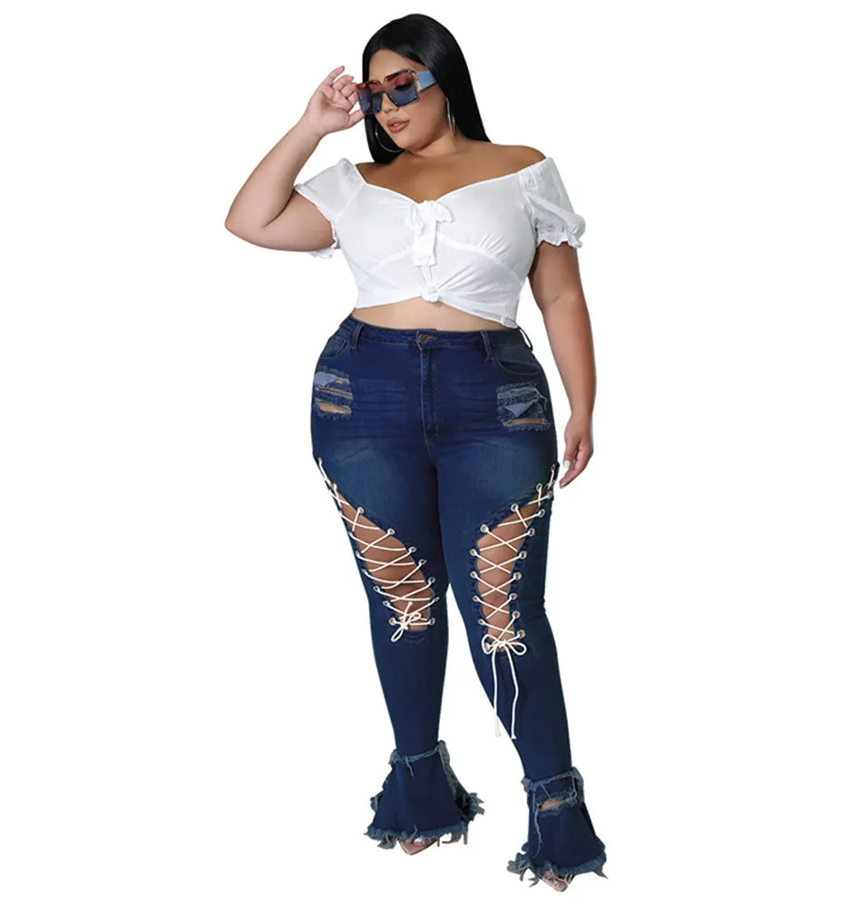 Glam Ripped High-Waist Jeans