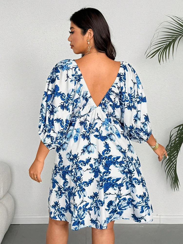 Ocean Bloom Romantic Floral Print maxi dress