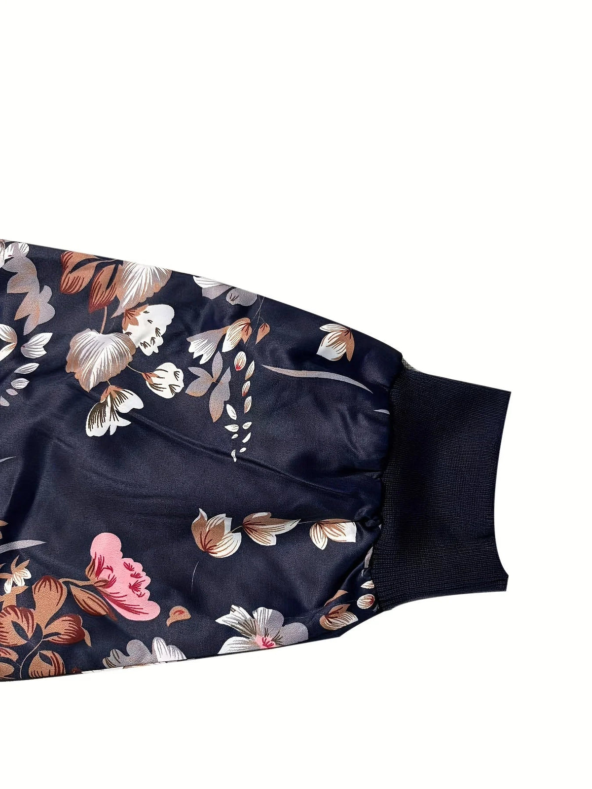 Floral print baseball collar jacket