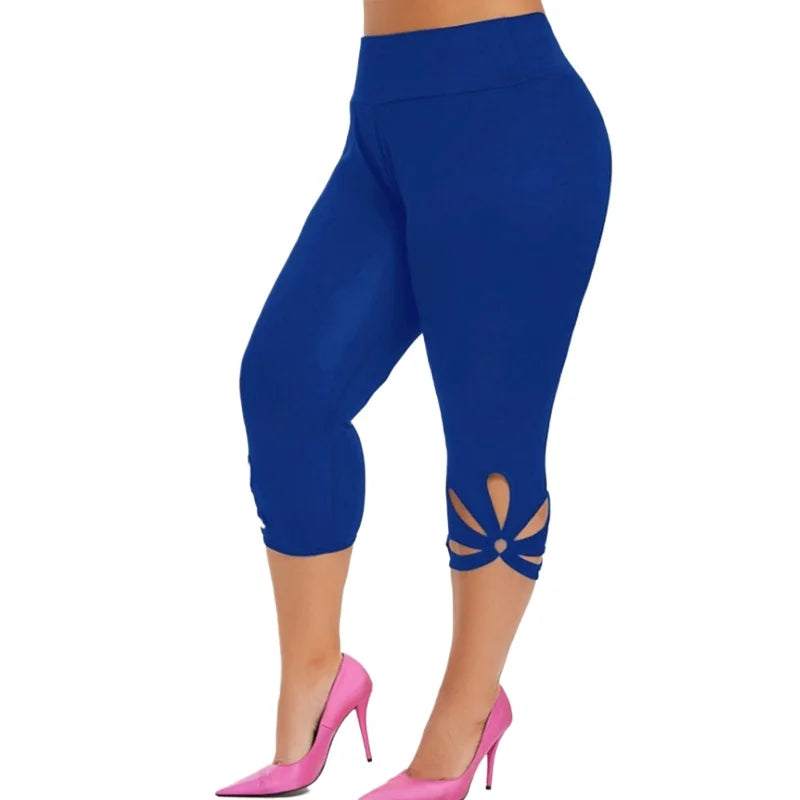Elastic Waist Seamless Casual Capri Leggins