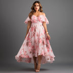 Pink Chiffon Floral Maxi Dress
