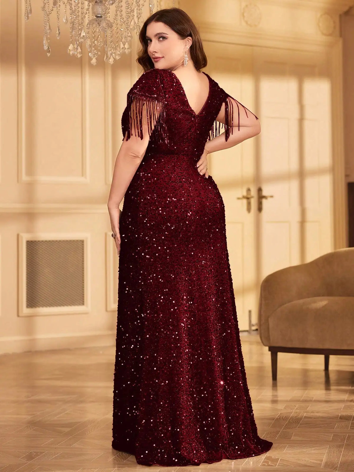Sequin Fringe Formal Dress