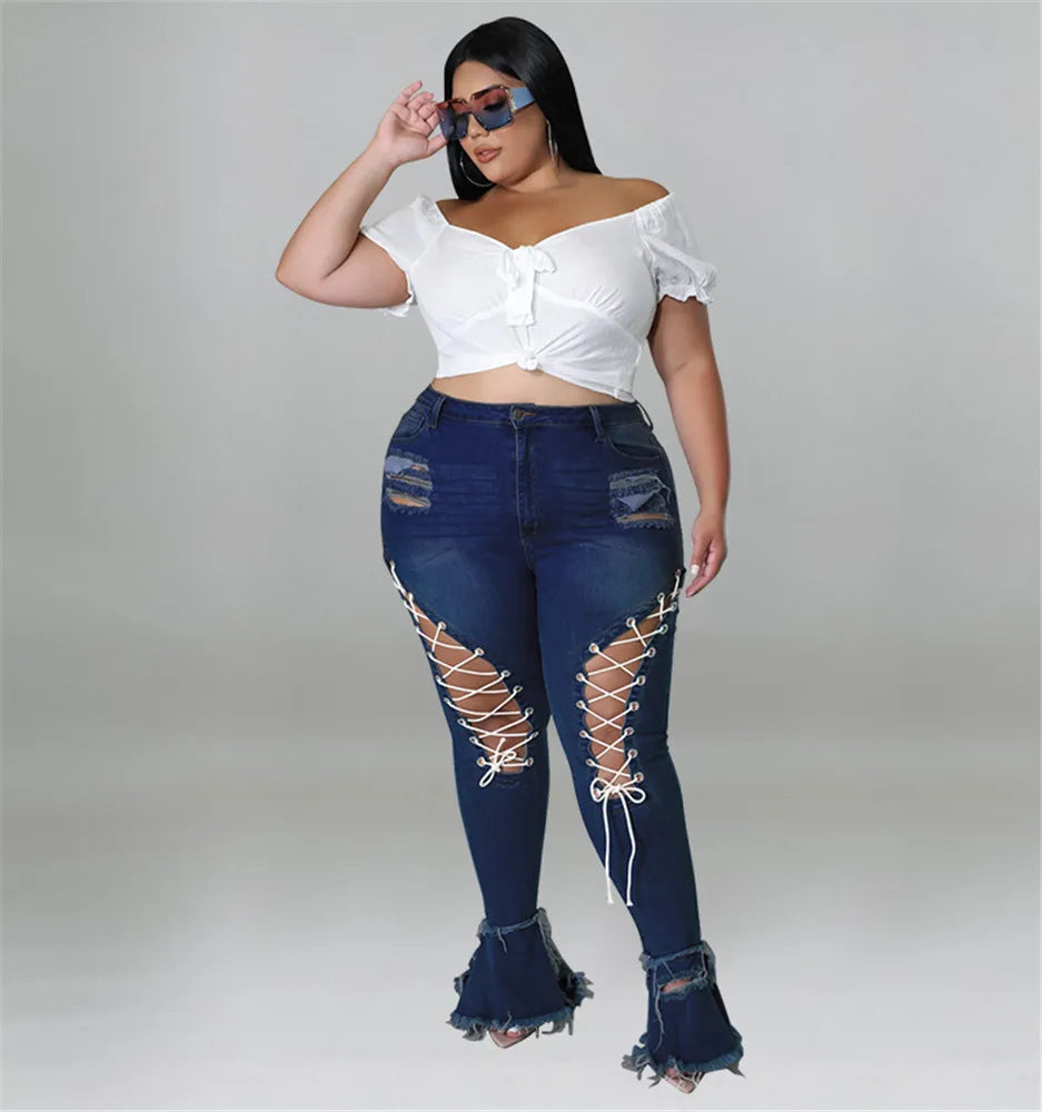 Glam Ripped High-Waist Jeans