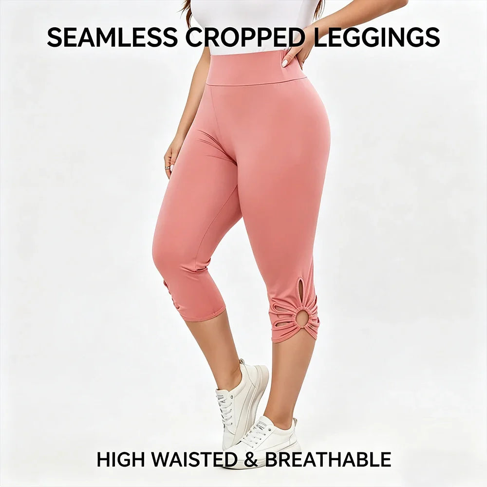 Elastic Waist Seamless Casual Capri Leggins
