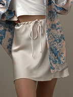 Curve Satin Drawstring Mini Skirt