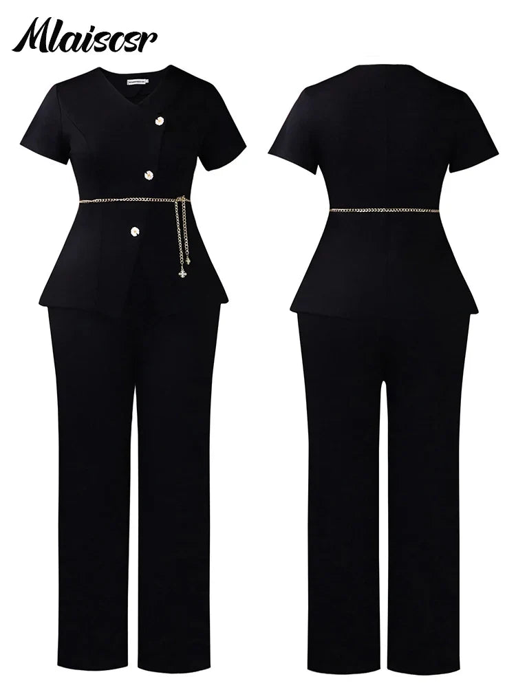 Jacket Coat and Straight-leg Pantsuit