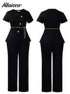 Jacket Coat and Straight-leg Pantsuit