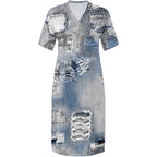 Curve Distressed Denim Maxi Dress