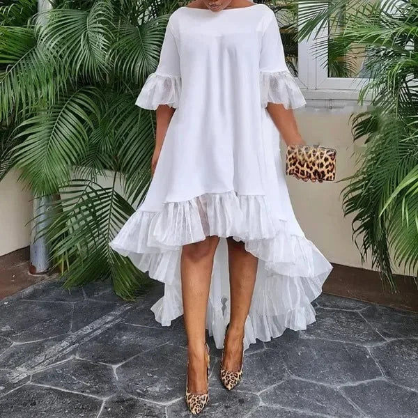 Solid Color Short Sleeve Dress