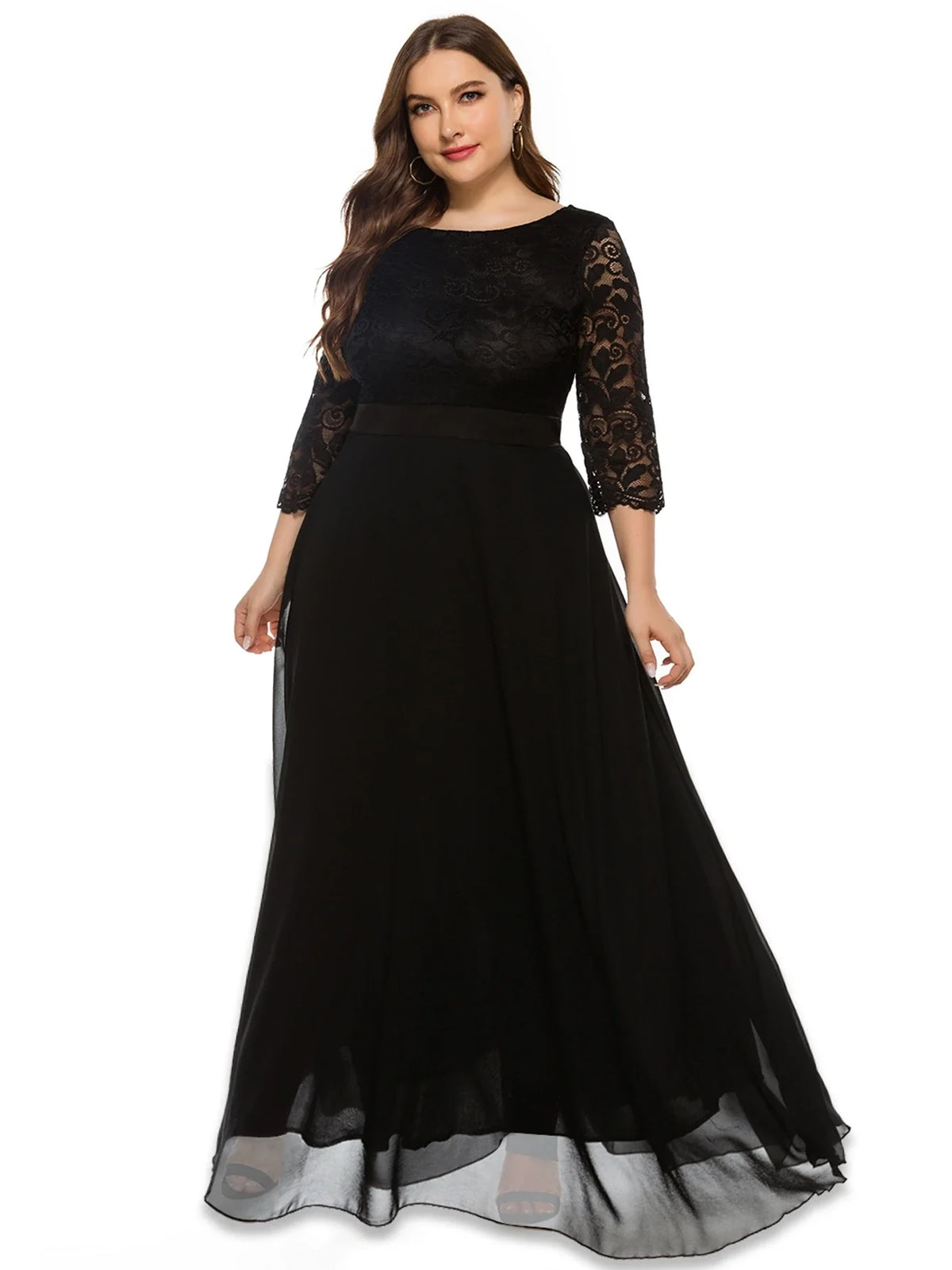 Merlot Romance Lace Sleeve Tulle Maxi Gown