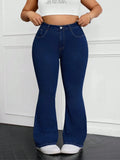 Elastic Bell Bottom Jeans Casual
