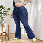 Elastic Bell Bottom Jeans Casual