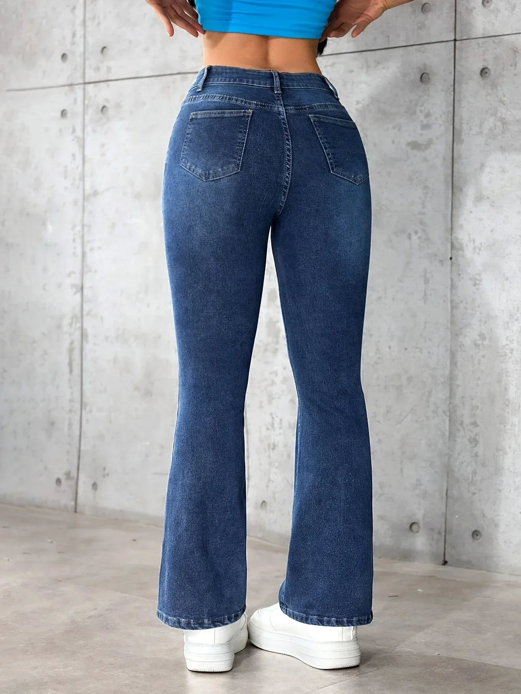 Elastic Bell Bottom Jeans Casual