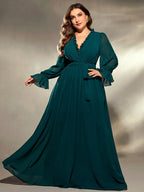 Cross folding long sleeve dress