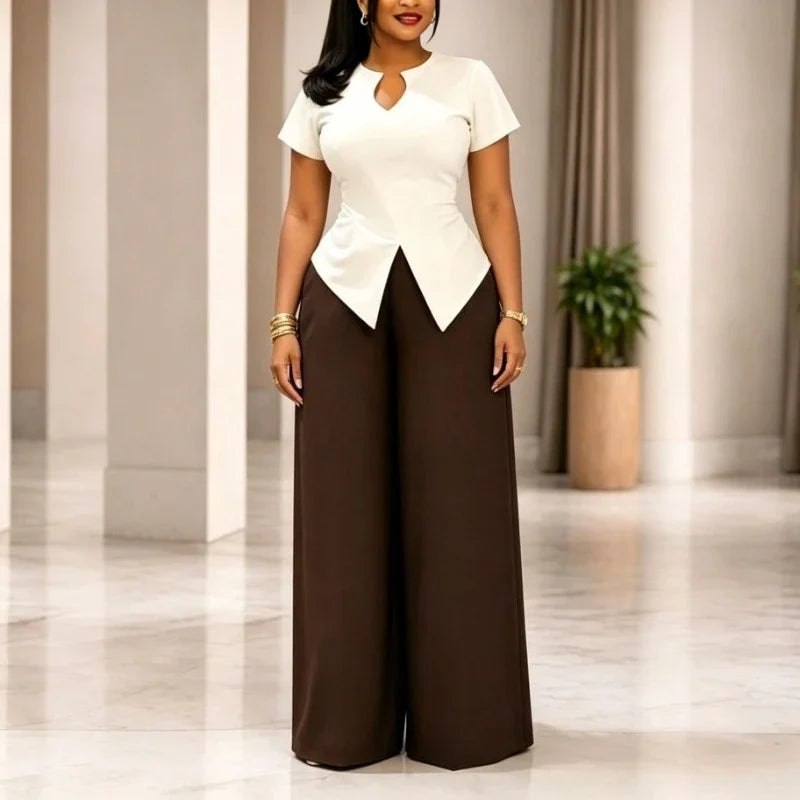 Split-Hem Top and Wide-Leg Pants