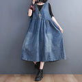 Curve Boho Denim Pinafore Dress
