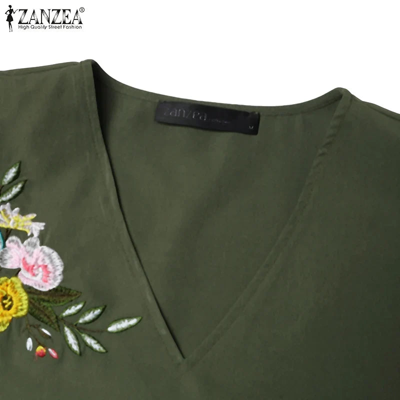 Floral Embroidery Midi Dress