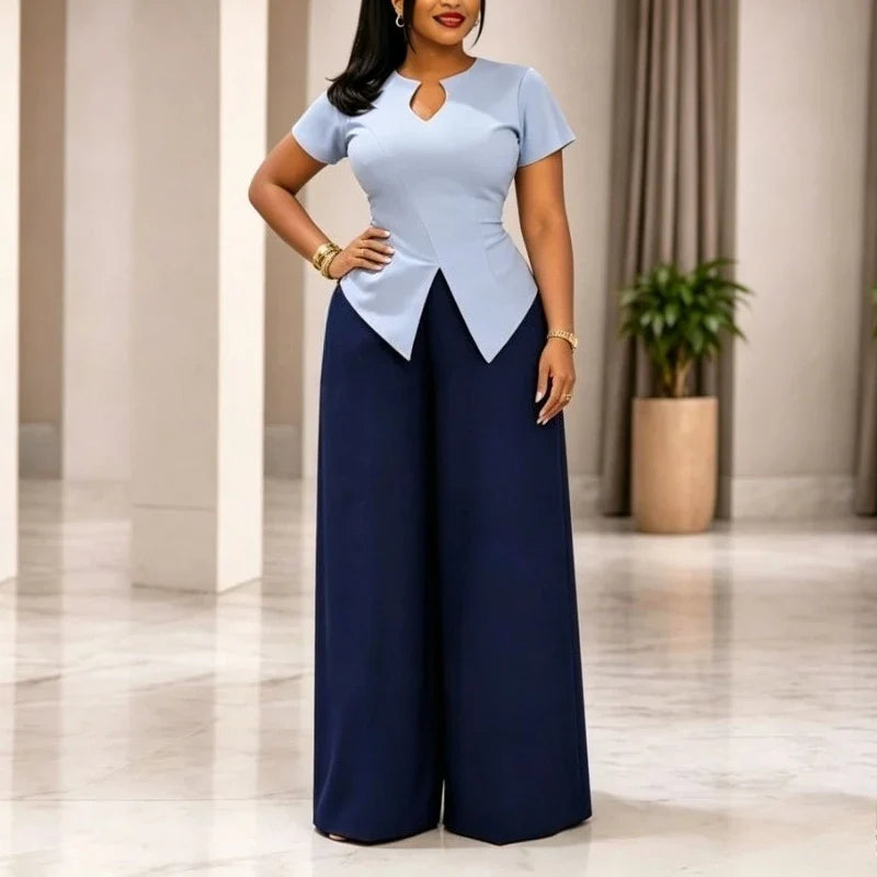 Split-Hem Top and Wide-Leg Pants