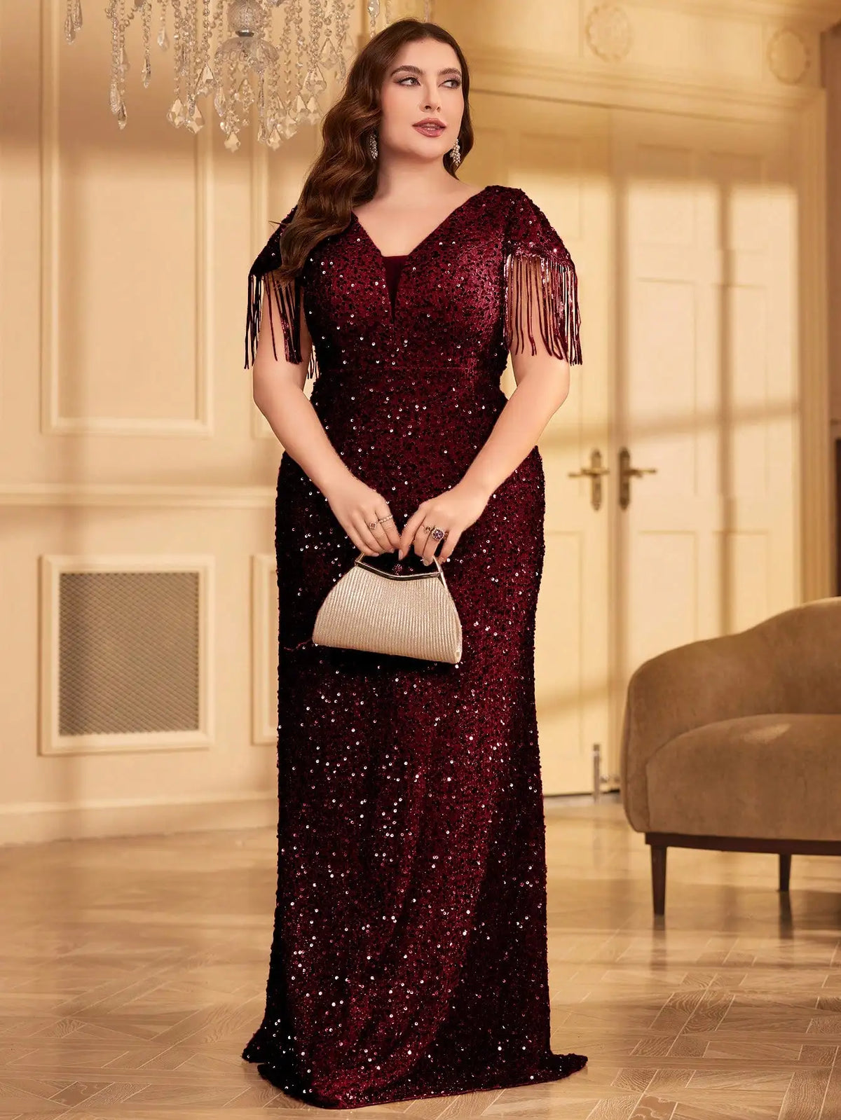 Sequin Fringe Formal Dress
