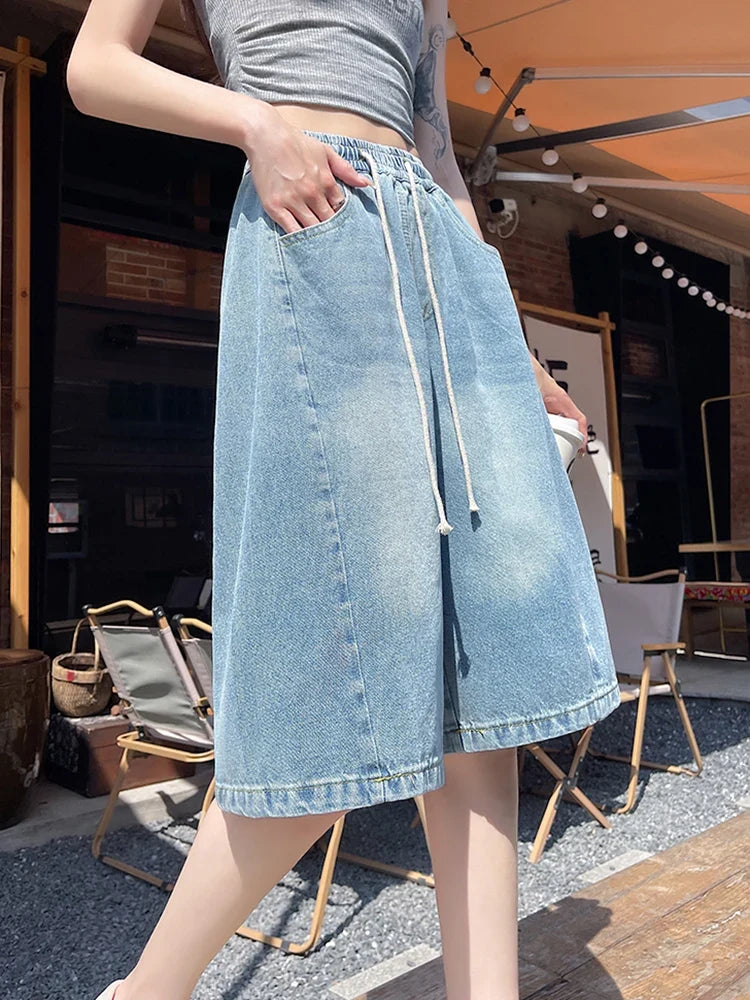 Curve Ease Denim Culotte Shorts