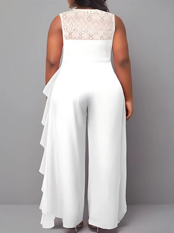 Lace Ruffle Wide-Leg pant suit