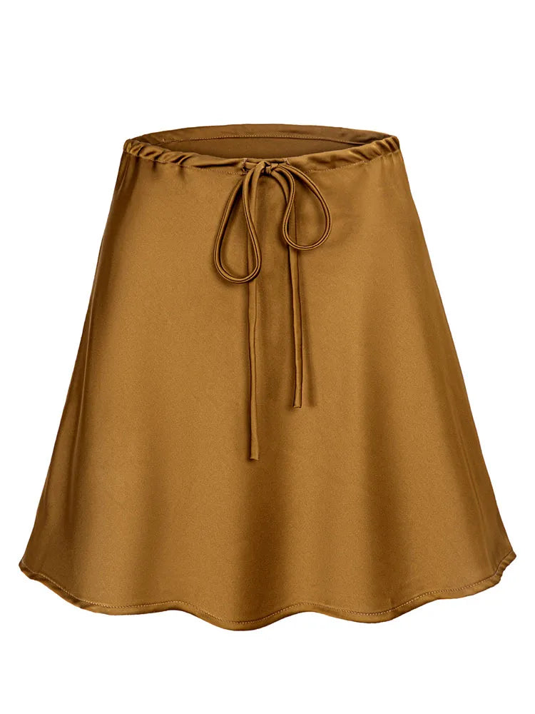 Curve Satin Drawstring Mini Skirt