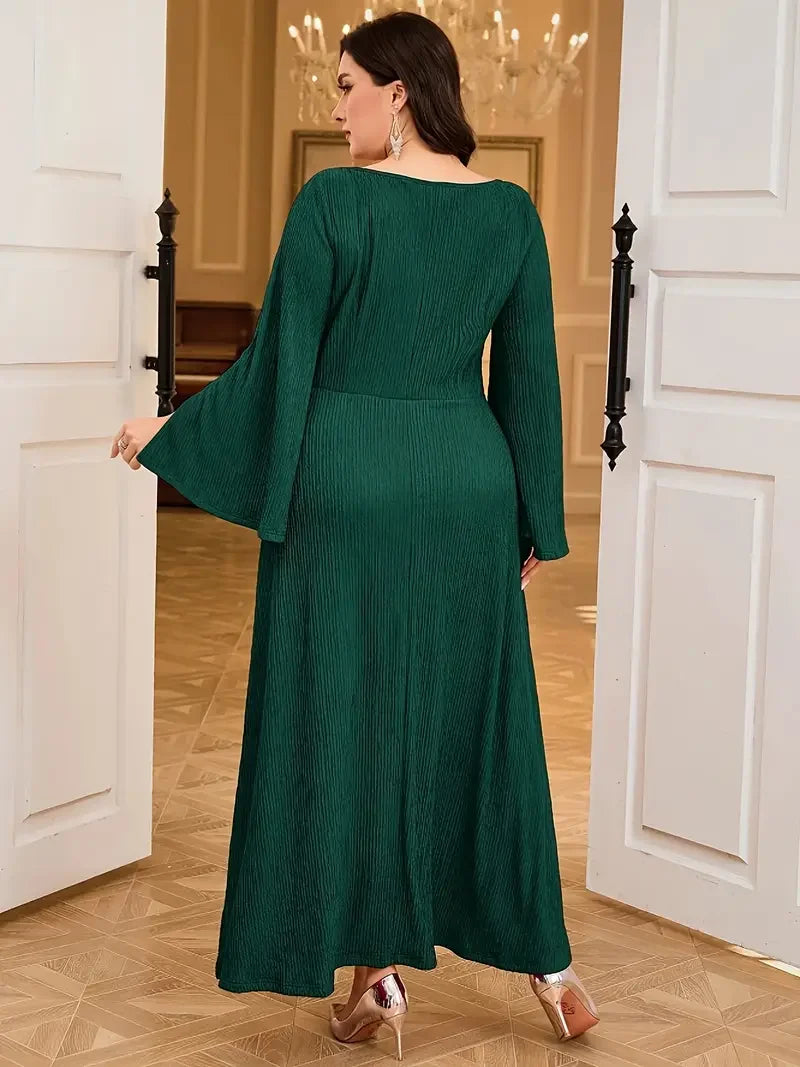 Emerald Elegance Plus Size Maxi Dress