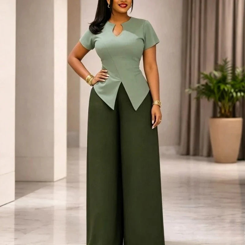 Split-Hem Top and Wide-Leg Pants