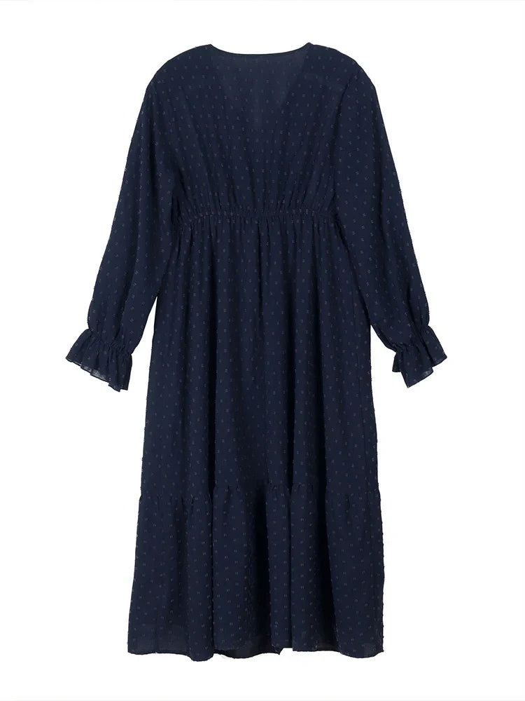 Pullover V-Neck Long Sleeve Dress