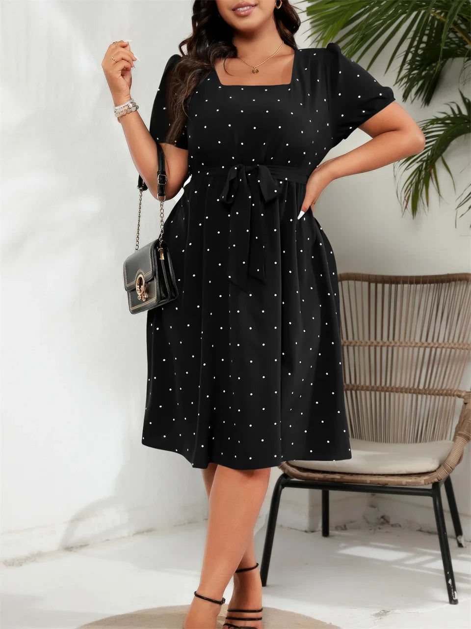 Curvy Charm Polka Dot Dress