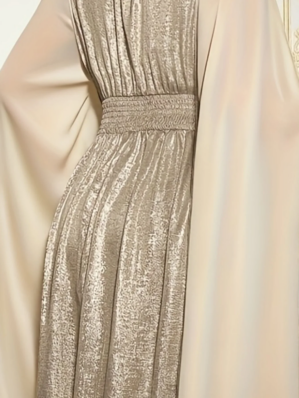 Metallic Cape Sleeve Maxi Gown