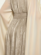 Metallic Cape Sleeve Maxi Gown