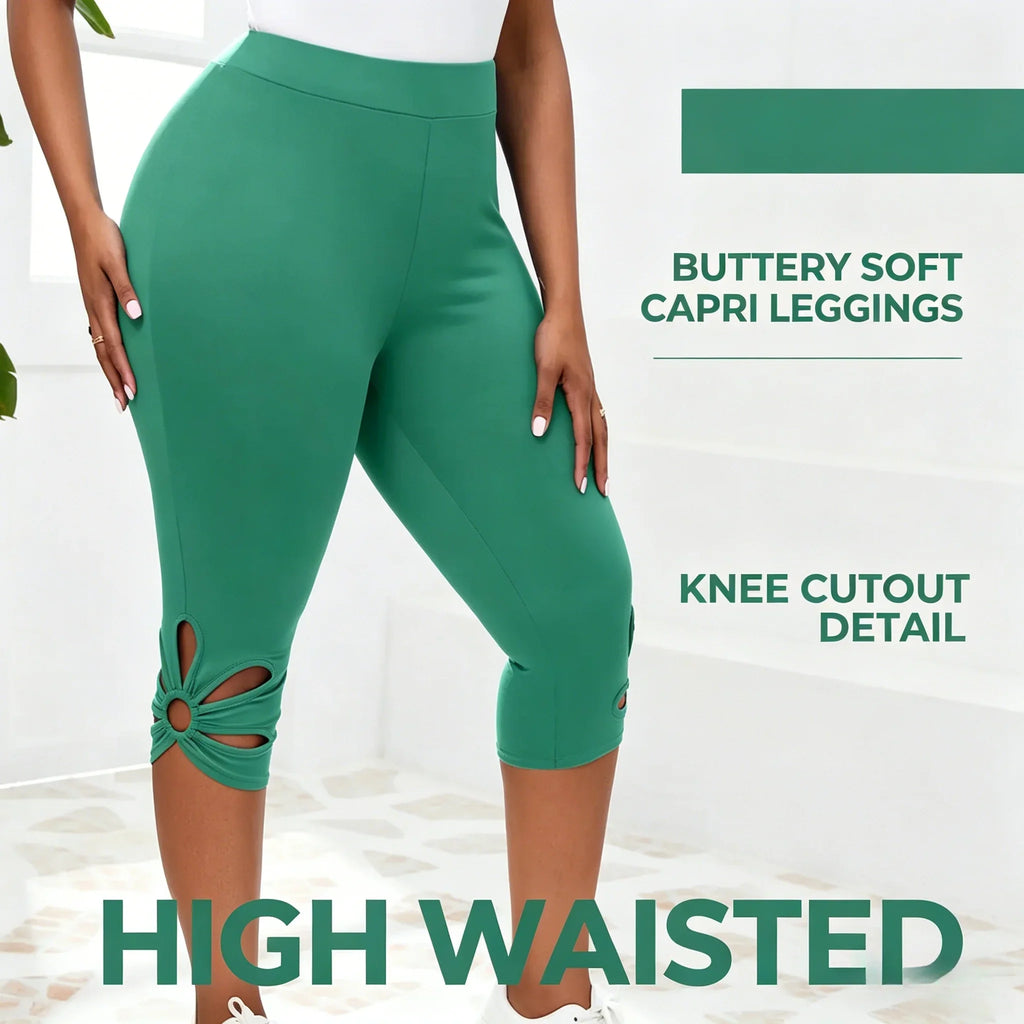Elastic Waist Seamless Casual Capri Leggins