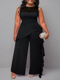 Lace Ruffle Wide-Leg pant suit