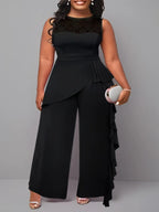 Lace Ruffle Wide-Leg pant suit