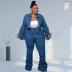 Curvy Chic Ruched Denim Set