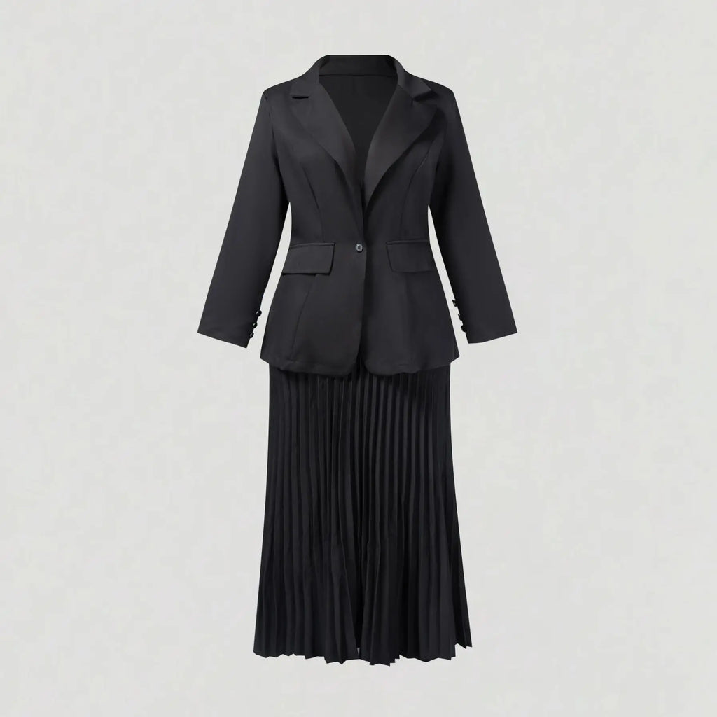 Satin-Lapel Tailored Blazer Pantsuit