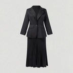 Satin-Lapel Tailored Blazer Pantsuit