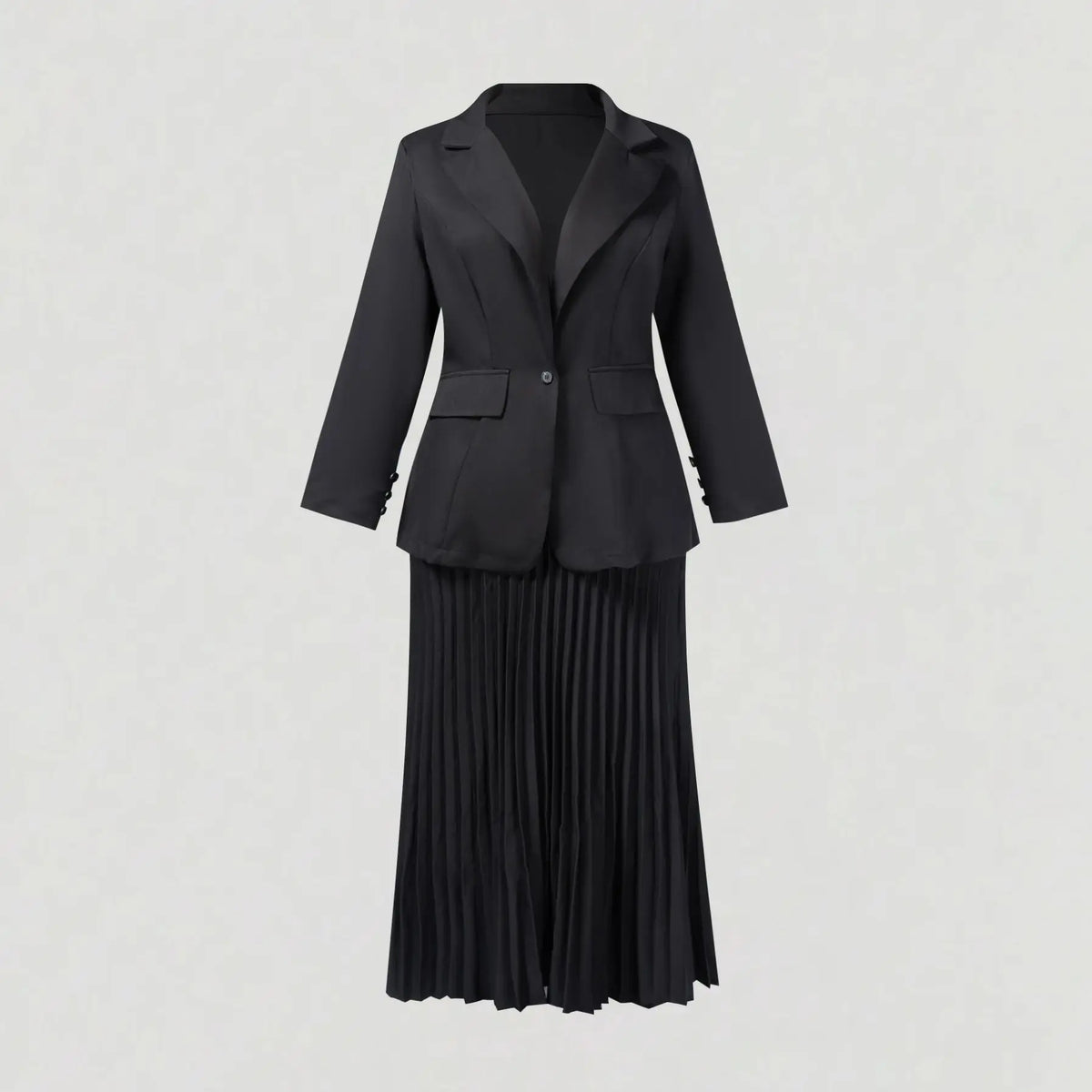 Satin-Lapel Tailored Blazer Pantsuit
