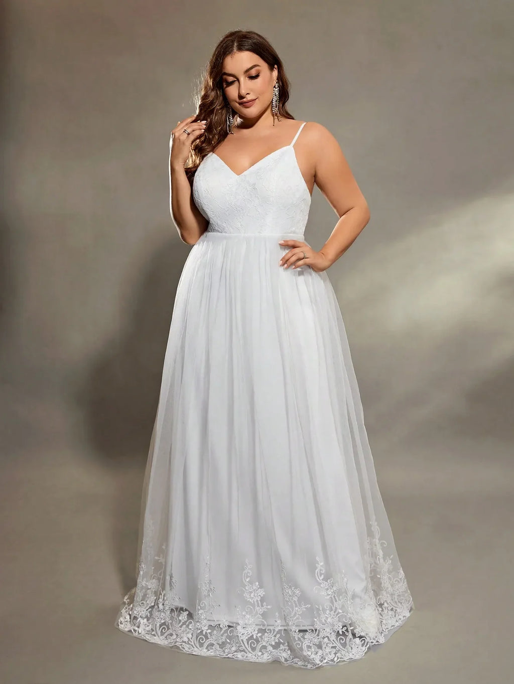 Lace patchwork & Tulle A-Line Midi Dress