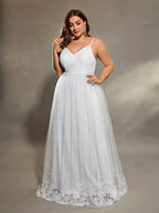 Lace patchwork & Tulle A-Line Midi Dress