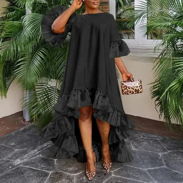 Solid Color Short Sleeve Dress